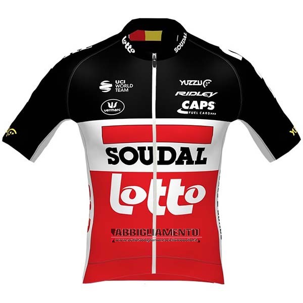 Abbigliamento Lotto Soudal 2020 Manica Corta e Pantaloncino Con Bretelle Nero Bianco Rosso - Clicca l'immagine per chiudere